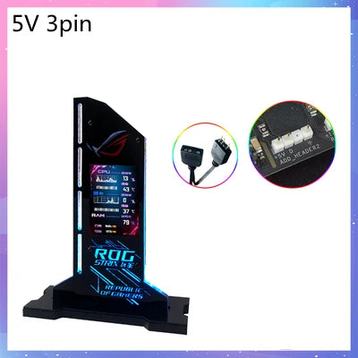 Graphic Video Card Bracket VGA Holder With 2.4 inch LCD Display Support