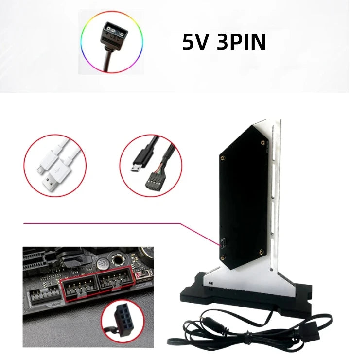 Graphic Video Card Bracket VGA Holder With 2.4 inch LCD Display Support